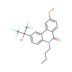 CCCCn1c(=O)c2ccc(OC)cc2c2cc(C(O)(C(F)(F)F)C(F)(F)F)ccc21 ZINC000071715469