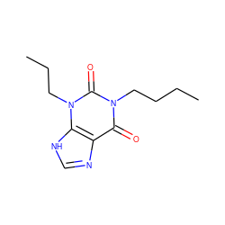 CCCCn1c(=O)c2nc[nH]c2n(CCC)c1=O ZINC000004806216