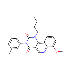 CCCCn1c(=O)n(-c2cccc(C)c2)c(=O)c2cnc3c(OC)cccc3c21 ZINC000117807828