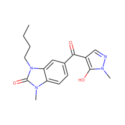 CCCCn1c(=O)n(C)c2ccc(C(=O)c3cnn(C)c3O)cc21 ZINC000299859600