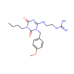 CCCCn1c(=O)nc(NCCNC(=N)N)n(Cc2ccc(OC)cc2)c1=O ZINC000101272149