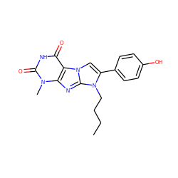 CCCCn1c(-c2ccc(O)cc2)cn2c3c(=O)[nH]c(=O)n(C)c3nc12 ZINC000045299622