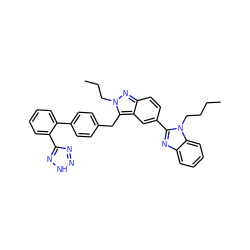 CCCCn1c(-c2ccc3nn(CCC)c(Cc4ccc(-c5ccccc5-c5nn[nH]n5)cc4)c3c2)nc2ccccc21 ZINC000103263787