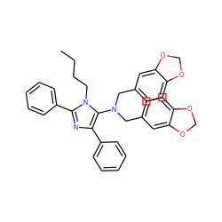 CCCCn1c(-c2ccccc2)nc(-c2ccccc2)c1N(Cc1ccc2c(c1)OCO2)Cc1ccc2c(c1)OCO2 ZINC000149593587