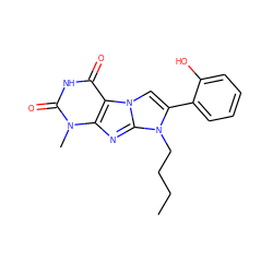 CCCCn1c(-c2ccccc2O)cn2c3c(=O)[nH]c(=O)n(C)c3nc12 ZINC000045285294