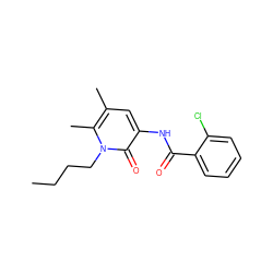 CCCCn1c(C)c(C)cc(NC(=O)c2ccccc2Cl)c1=O ZINC000095604753