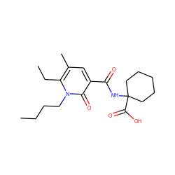 CCCCn1c(CC)c(C)cc(C(=O)NC2(C(=O)O)CCCCC2)c1=O ZINC000084596864