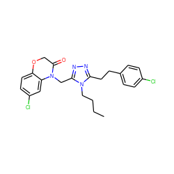 CCCCn1c(CCc2ccc(Cl)cc2)nnc1CN1C(=O)COc2ccc(Cl)cc21 ZINC000071316673