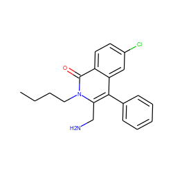 CCCCn1c(CN)c(-c2ccccc2)c2cc(Cl)ccc2c1=O ZINC000072141570