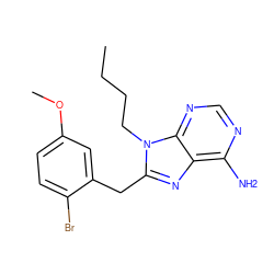 CCCCn1c(Cc2cc(OC)ccc2Br)nc2c(N)ncnc21 ZINC000013679899