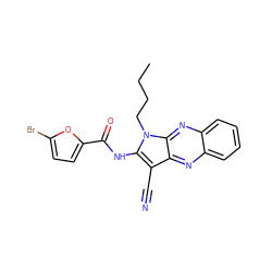 CCCCn1c(NC(=O)c2ccc(Br)o2)c(C#N)c2nc3ccccc3nc21 ZINC000003174073