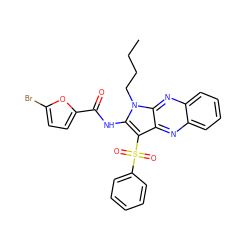 CCCCn1c(NC(=O)c2ccc(Br)o2)c(S(=O)(=O)c2ccccc2)c2nc3ccccc3nc21 ZINC000001772620