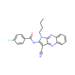 CCCCn1c(NC(=O)c2ccc(F)cc2)c(C#N)c2nc3ccccc3nc21 ZINC000003197438