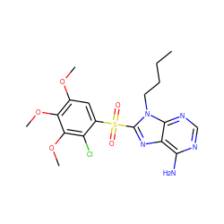 CCCCn1c(S(=O)(=O)c2cc(OC)c(OC)c(OC)c2Cl)nc2c(N)ncnc21 ZINC000013642821