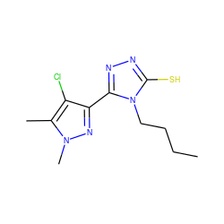 CCCCn1c(S)nnc1-c1nn(C)c(C)c1Cl ZINC000006593071