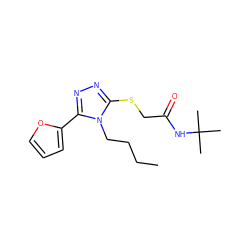 CCCCn1c(SCC(=O)NC(C)(C)C)nnc1-c1ccco1 ZINC000004161437