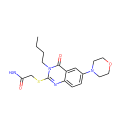 CCCCn1c(SCC(N)=O)nc2ccc(N3CCOCC3)cc2c1=O ZINC000002976406