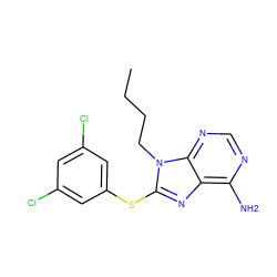 CCCCn1c(Sc2cc(Cl)cc(Cl)c2)nc2c(N)ncnc21 ZINC000299860664