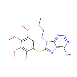 CCCCn1c(Sc2cc(OC)c(OC)c(OC)c2Cl)nc2c(N)ncnc21 ZINC000013642797