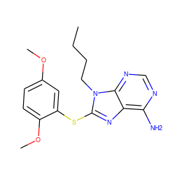 CCCCn1c(Sc2cc(OC)ccc2OC)nc2c(N)ncnc21 ZINC000013679903