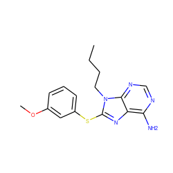 CCCCn1c(Sc2cccc(OC)c2)nc2c(N)ncnc21 ZINC000013642783