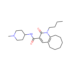 CCCCn1c2c(cc(C(=O)NC3CCN(C)CC3)c1=O)CCCCCC2 ZINC000096929217