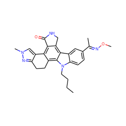 CCCCn1c2ccc(/C(C)=N/OC)cc2c2c3c(c4c(c21)CCc1nn(C)cc1-4)C(=O)NC3 ZINC000029041277