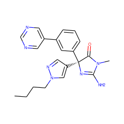 CCCCn1cc([C@@]2(c3cccc(-c4cncnc4)c3)N=C(N)N(C)C2=O)cn1 ZINC000034803425