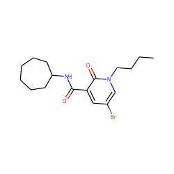 CCCCn1cc(Br)cc(C(=O)NC2CCCCCC2)c1=O ZINC000103263600