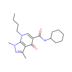 CCCCn1cc(C(=O)NC2CCCCC2)c(=O)c2c(C)nn(C)c21 ZINC000095594826