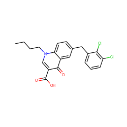 CCCCn1cc(C(=O)O)c(=O)c2cc(Cc3cccc(Cl)c3Cl)ccc21 ZINC000033817949