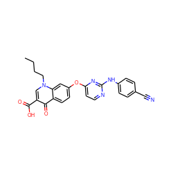 CCCCn1cc(C(=O)O)c(=O)c2ccc(Oc3ccnc(Nc4ccc(C#N)cc4)n3)cc21 ZINC000473130087