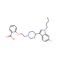 CCCCn1cc(C2CCN(CCOc3ccccc3C(=O)O)CC2)c2ccc(F)cc21 ZINC000013586282