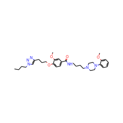 CCCCn1cc(CCCOc2ccc(C(=O)NCCCCN3CCN(c4ccccc4OC)CC3)cc2OC)nn1 ZINC000073162841