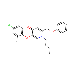 CCCCn1cc(Oc2ccc(Cl)cc2C)c(=O)cc1COc1ccccc1 ZINC000141874068