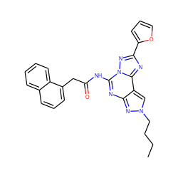 CCCCn1cc2c(nc(NC(=O)Cc3cccc4ccccc34)n3nc(-c4ccco4)nc23)n1 ZINC000045299952