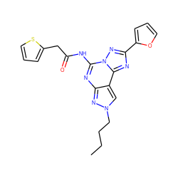 CCCCn1cc2c(nc(NC(=O)Cc3cccs3)n3nc(-c4ccco4)nc23)n1 ZINC000045287962