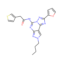 CCCCn1cc2c(nc(NC(=O)Cc3ccsc3)n3nc(-c4ccco4)nc23)n1 ZINC000045283365