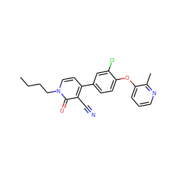 CCCCn1ccc(-c2ccc(Oc3cccnc3C)c(Cl)c2)c(C#N)c1=O ZINC000084669958