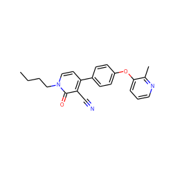 CCCCn1ccc(-c2ccc(Oc3cccnc3C)cc2)c(C#N)c1=O ZINC000084670279