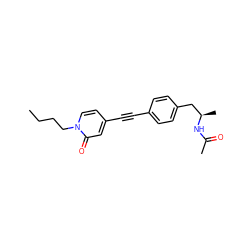 CCCCn1ccc(C#Cc2ccc(C[C@@H](C)NC(C)=O)cc2)cc1=O ZINC000169706206