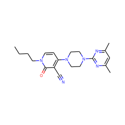 CCCCn1ccc(N2CCN(c3nc(C)cc(C)n3)CC2)c(C#N)c1=O ZINC000045392925