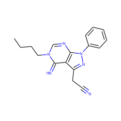 CCCCn1cnc2c(c(CC#N)nn2-c2ccccc2)c1=N ZINC000100135265