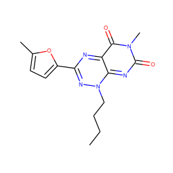 CCCCn1nc(-c2ccc(C)o2)nc2c(=O)n(C)c(=O)nc1-2 ZINC000043078781