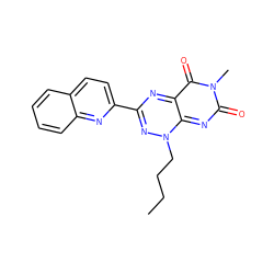 CCCCn1nc(-c2ccc3ccccc3n2)nc2c(=O)n(C)c(=O)nc1-2 ZINC000043122750