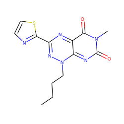 CCCCn1nc(-c2nccs2)nc2c(=O)n(C)c(=O)nc1-2 ZINC000043009915