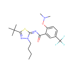 CCCCn1nc(C(C)(C)C)s/c1=N/C(=O)c1cc(C(F)(F)F)ccc1ON(C)C ZINC000169708257