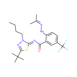 CCCCn1nc(C(C)(C)C)s/c1=N\C(=O)c1cc(C(F)(F)F)ccc1NN=C(C)C ZINC000113478414