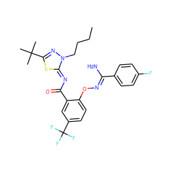 CCCCn1nc(C(C)(C)C)s/c1=N\C(=O)c1cc(C(F)(F)F)ccc1O/N=C(\N)c1ccc(F)cc1 ZINC000113477140