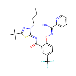 CCCCn1nc(C(C)(C)C)s/c1=N\C(=O)c1cc(C(F)(F)F)ccc1O/N=C(\N)c1ccccn1 ZINC000113477226